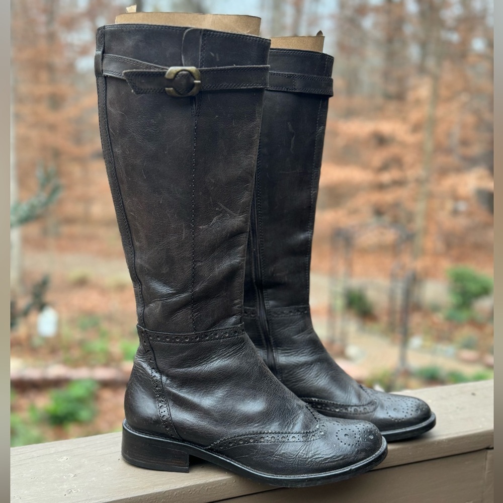 LAVORAXIONE ARTIGIANA GORGEOUS TOLL  BROWN,LEATHER ZIP UP BOOTS 39 - Picture 5 of 11